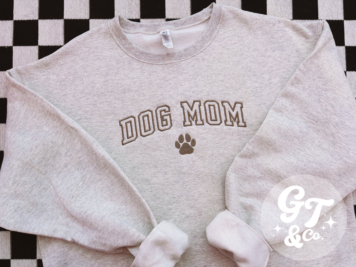 Varsity Dog Mom Embroidered Crewneck *MADE TO ORDER 10-15 BIZ DAYS*