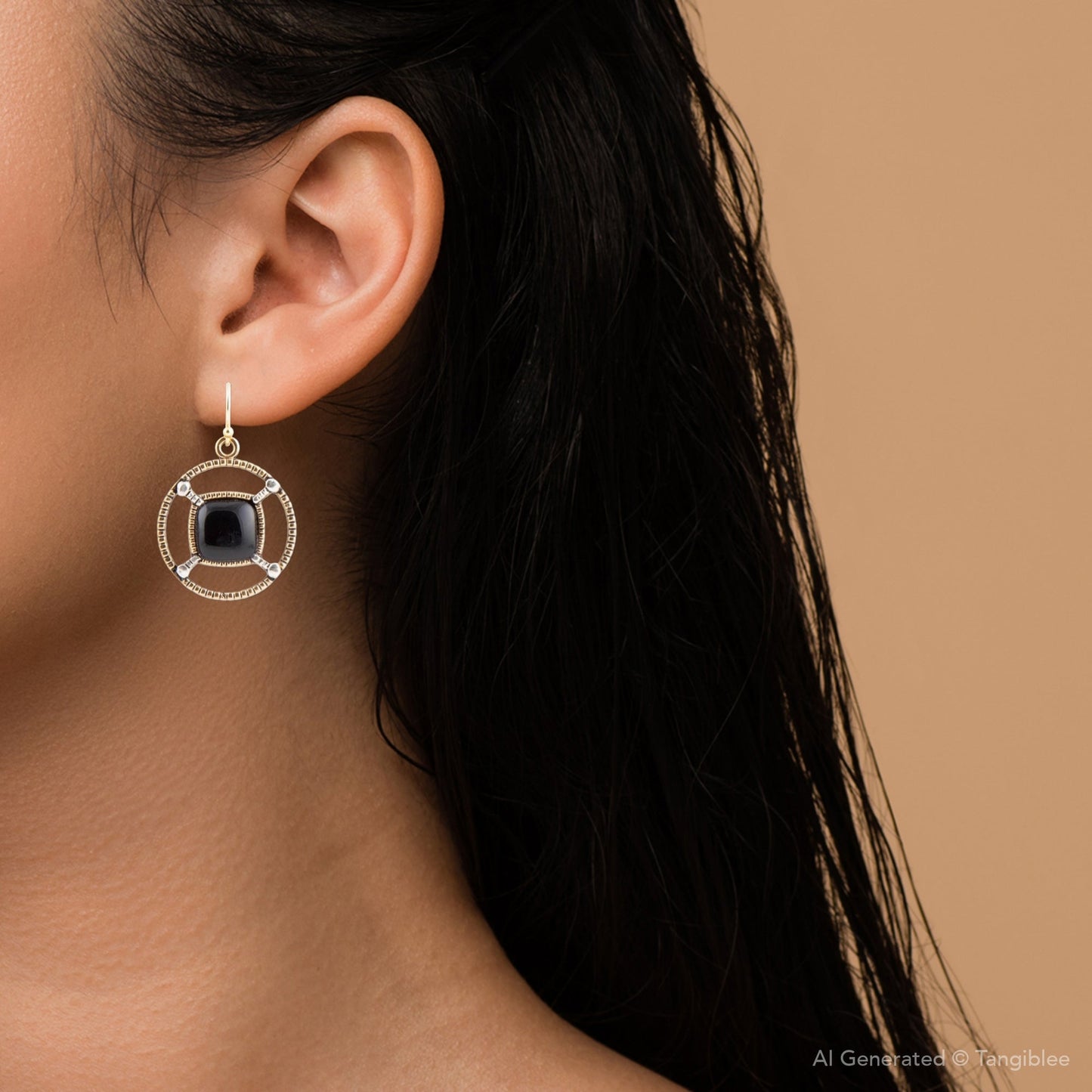 Black Onyx Mixed Metal Drop Earrings