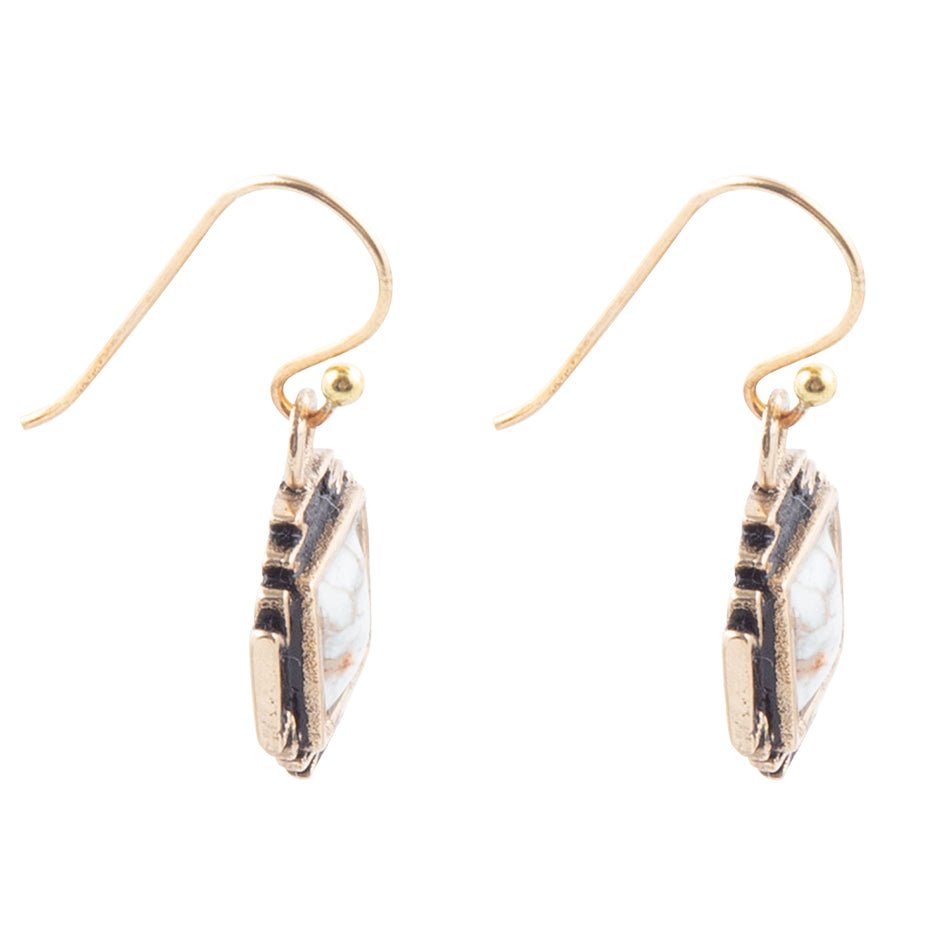 White Jasper Aztec Earrings