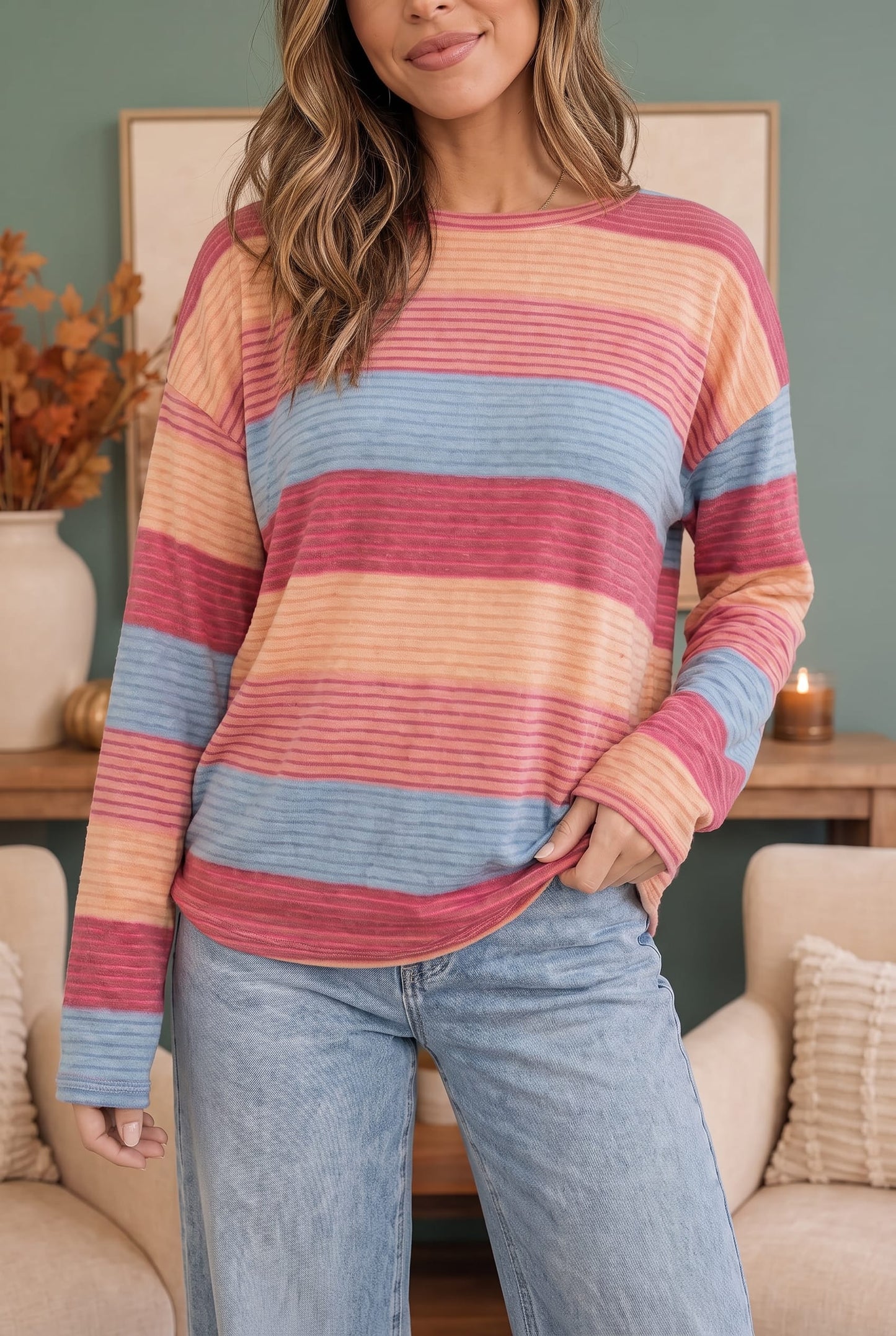 Sunny Stripes Long Sleeve Knit Top