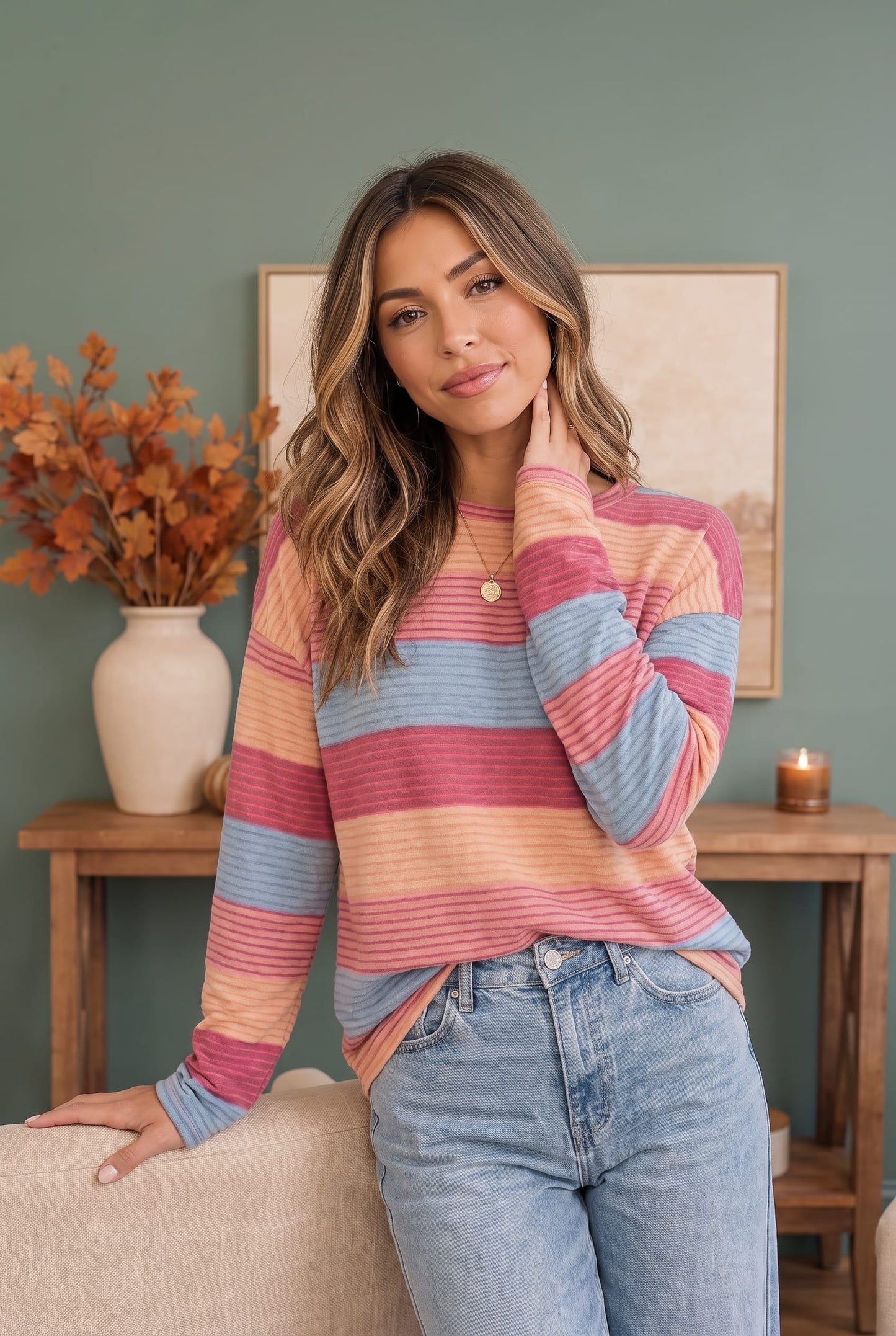 Sunny Stripes Long Sleeve Knit Top