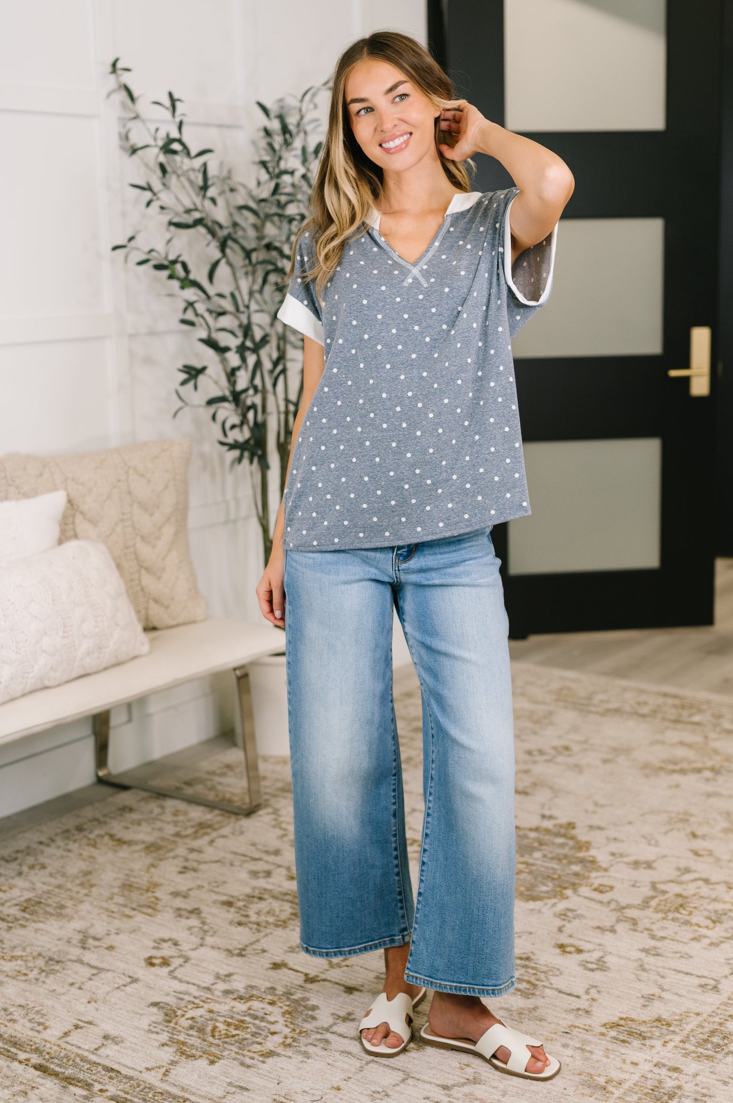 Dot, Dot, Dot V-Neck Casual Top