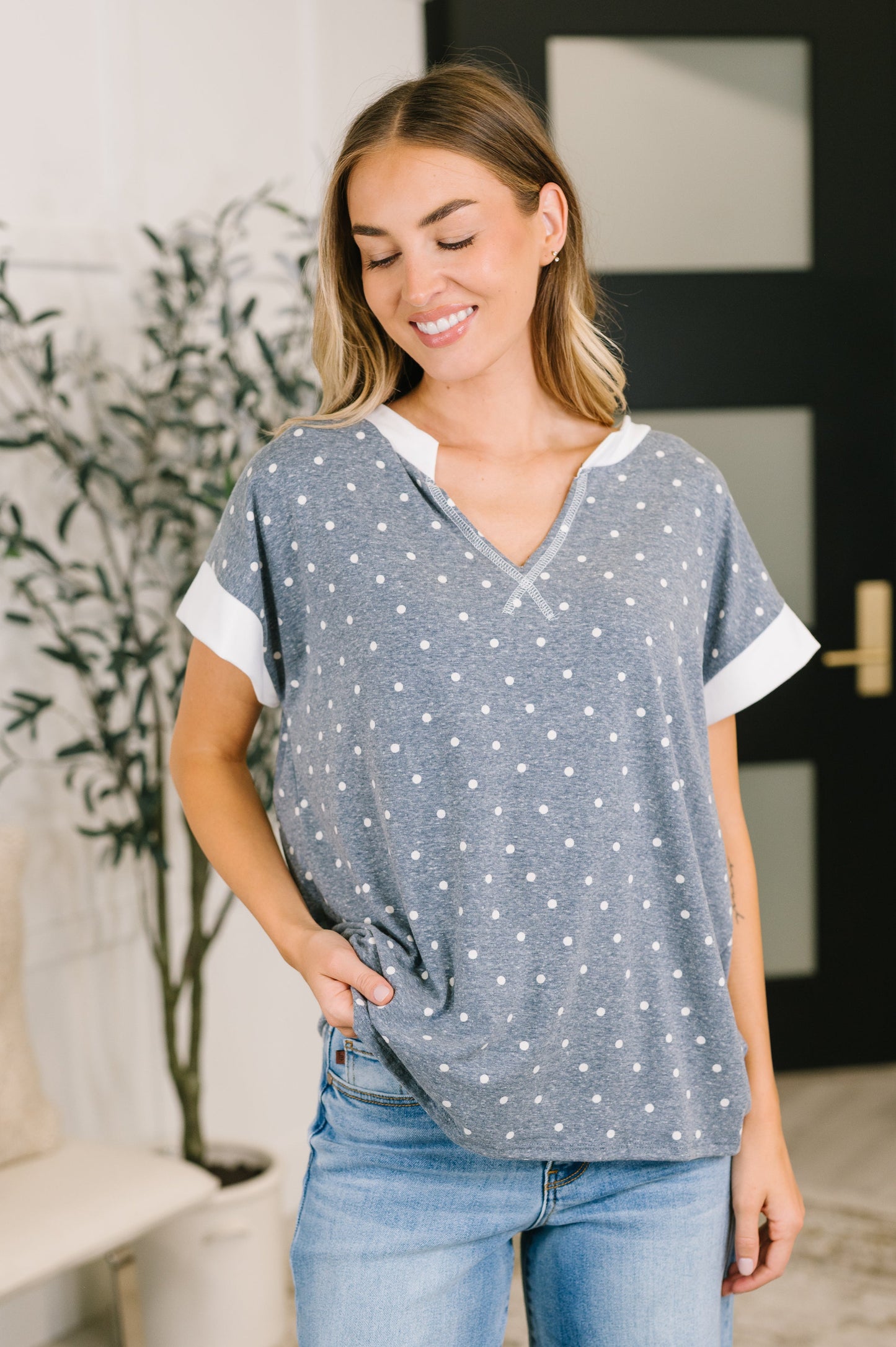 Dot, Dot, Dot V-Neck Casual Top