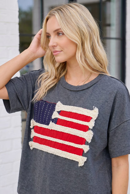 Stars and Stripes Fringe Flag Graphic Tee