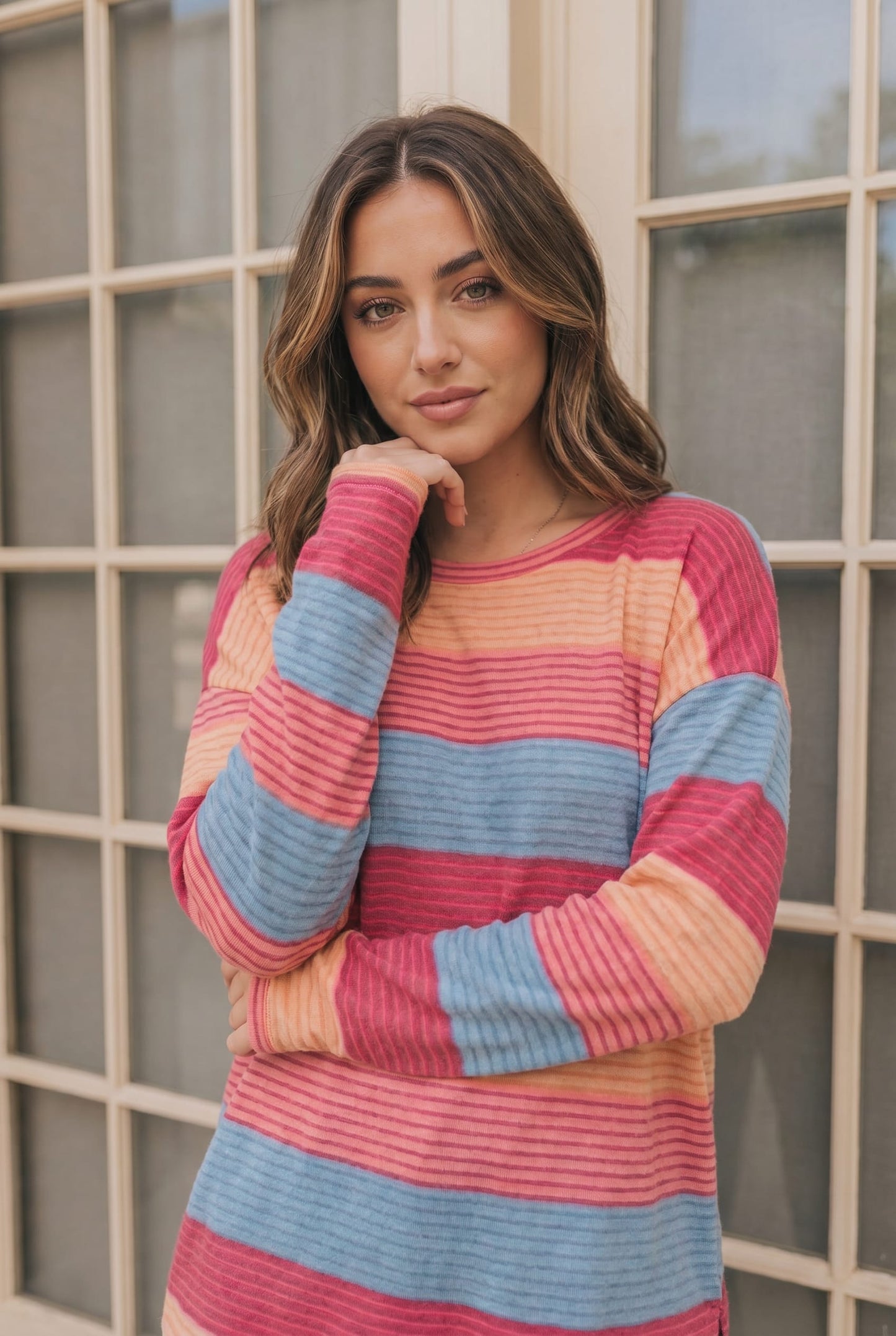 Sunny Stripes Long Sleeve Knit Top