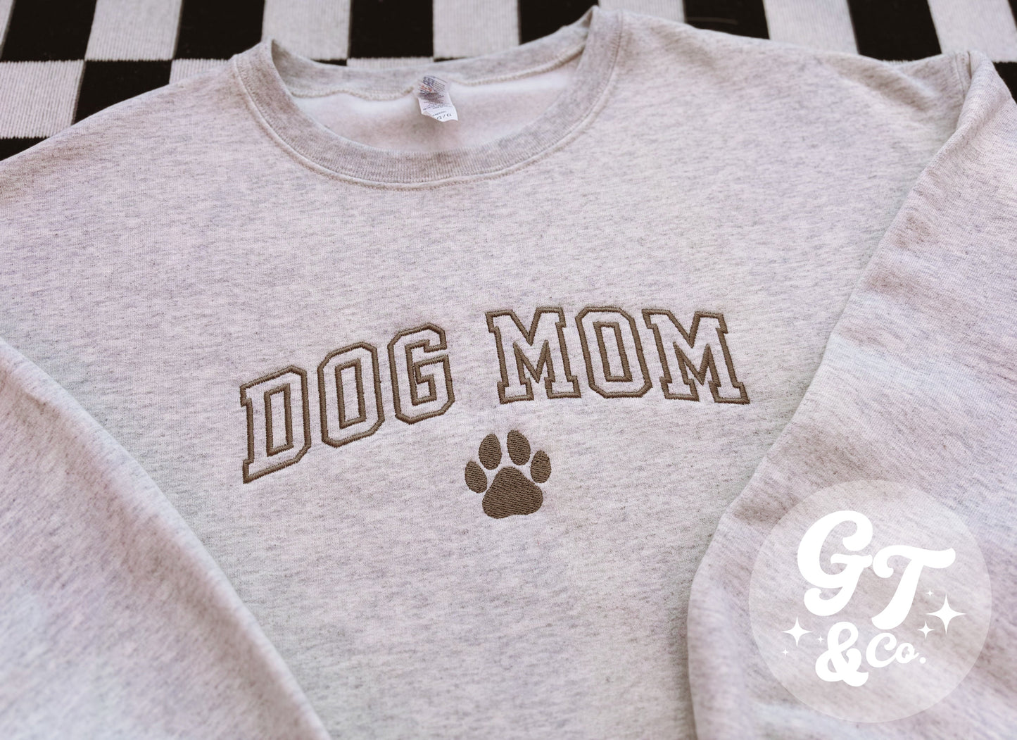 Varsity Dog Mom Embroidered Crewneck *MADE TO ORDER 10-15 BIZ DAYS*