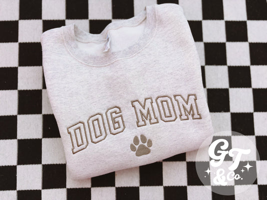 Varsity Dog Mom Embroidered Crewneck *MADE TO ORDER 10-15 BIZ DAYS*