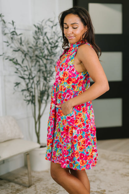 LIZZY THREE TIER TANK DRESS IN MORNING GLORY