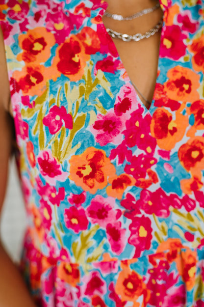 LIZZY THREE TIER TANK DRESS IN MORNING GLORY