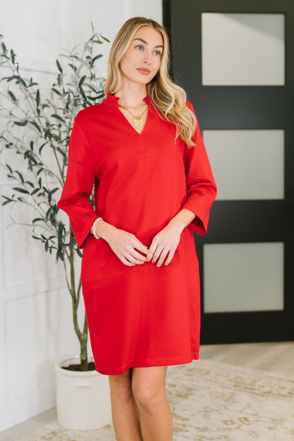 Portfolio Quarter Sleeve Dress in Red