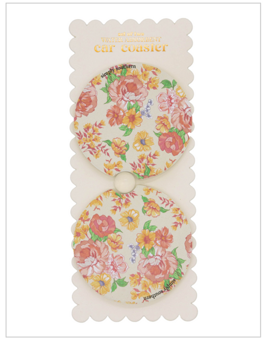 CAR COASTER- CREAM FLOWER