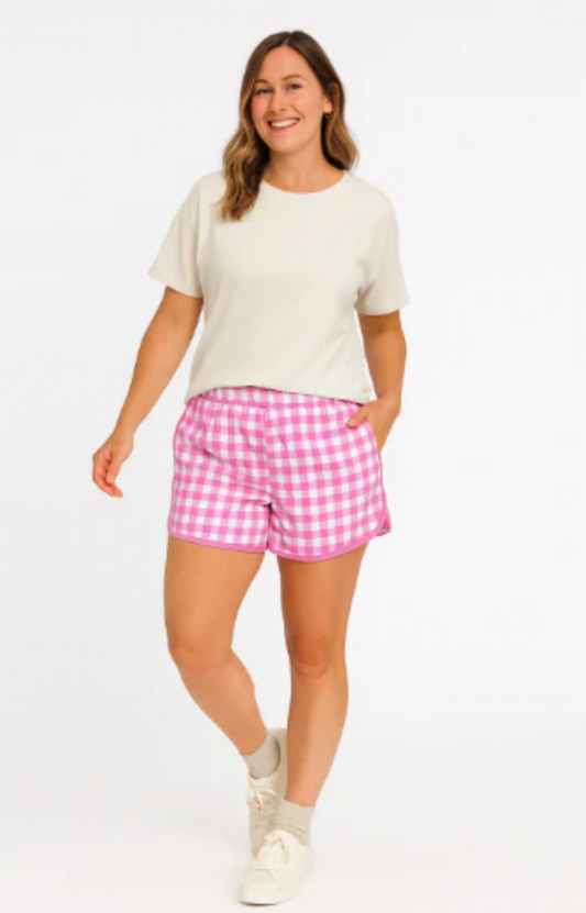 GO-GETTER SHORTS, PINK GINGHAM