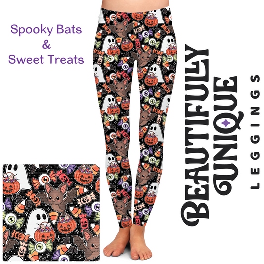 Pre-Order: Spooky Bats & Spooky Treats Semi-Exclusive Leggings - High-quality Handcrafted Vibrant