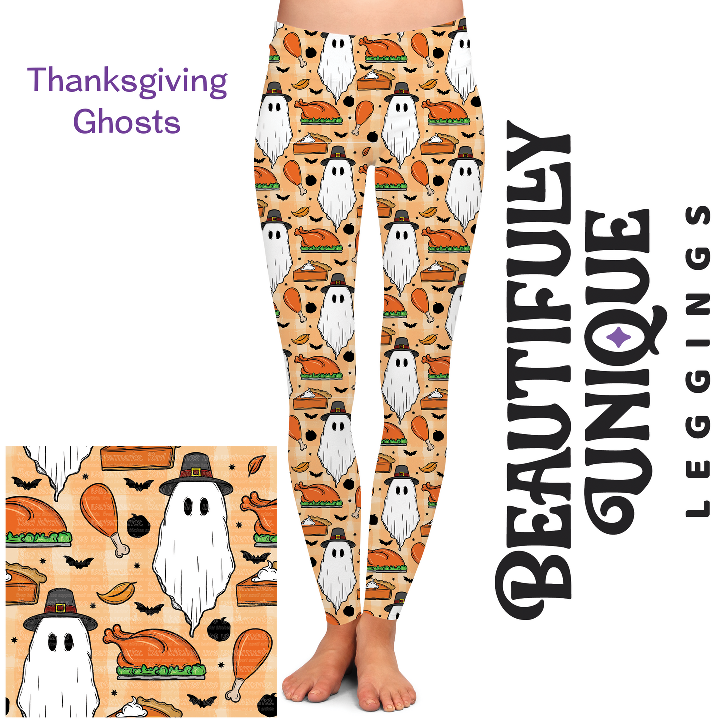 Pre-Order: Thanksgiving Ghosts Exclusive Leggings - High-quality Handcrafted Vibrant