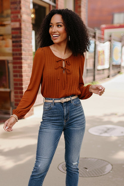 Copper Charm Pleated Blouse
