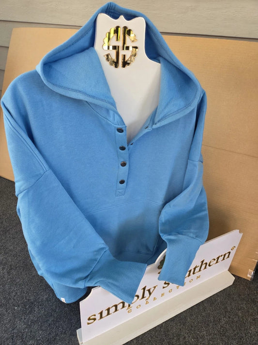 SIMPLY SOUTHERN 3/4 SNAP HOODIE - BLUE